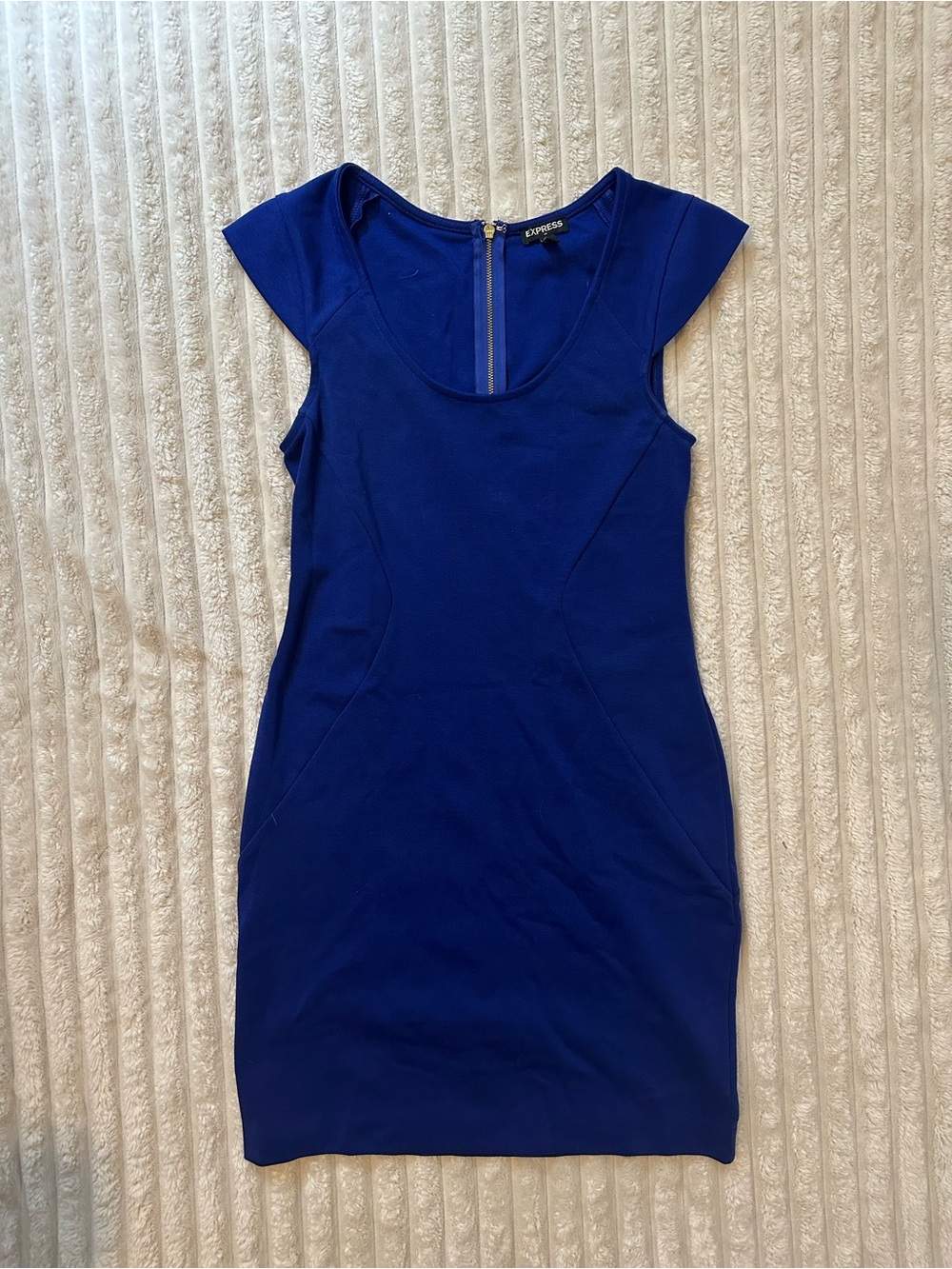 Express Royal Blue Cap Sleeve Scoop Neck Mini Dress